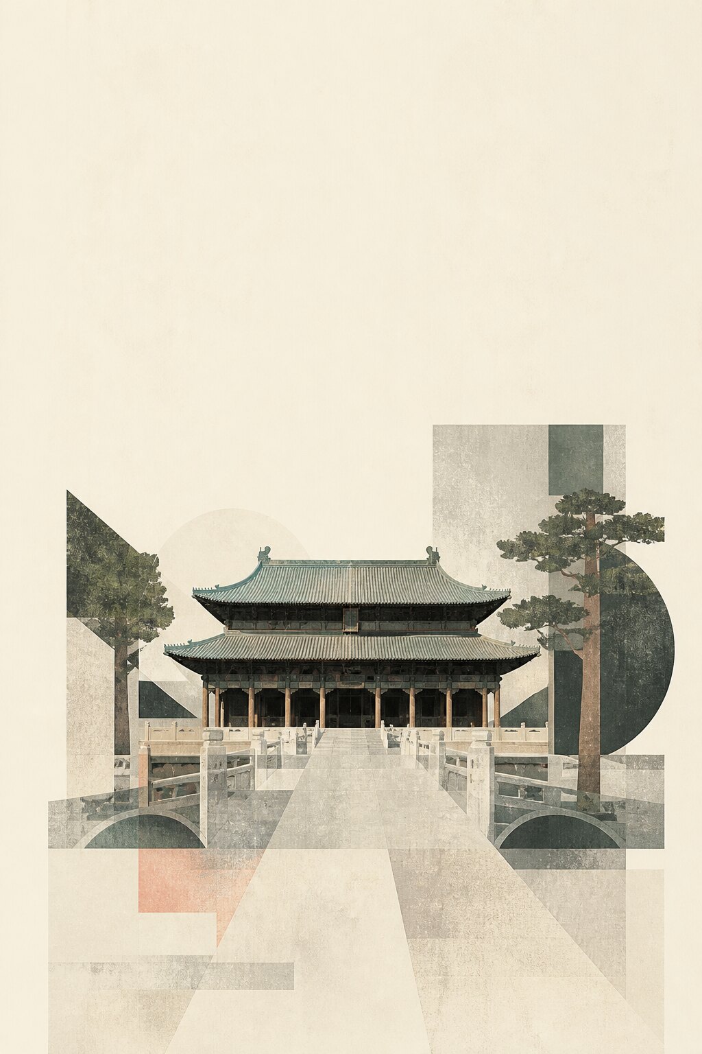 基于晋祠中轴与空间关系独立生成的竖版作品